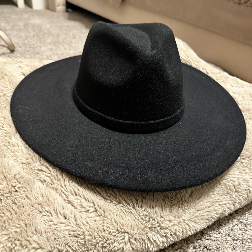 Black felt fedora rancher hat, size M/L